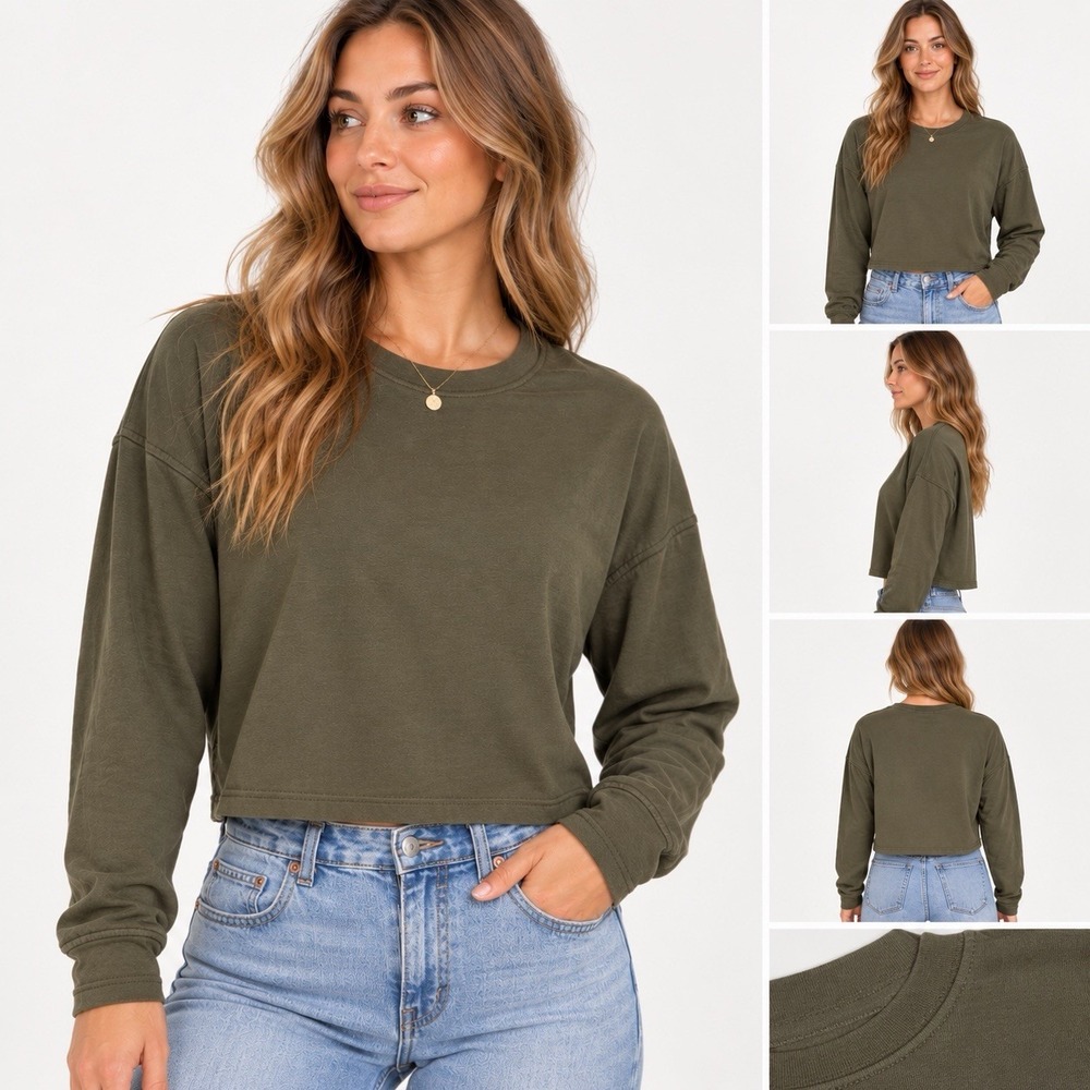 mwl madewell cropped sweatshirt dark green xs